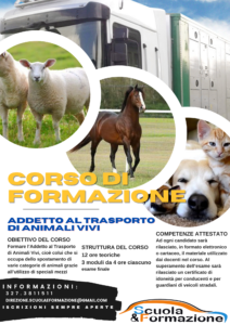 CORSO DI FORMAZIONE ADDETTO AL TRASPORTO DI ANIMALI VIVI