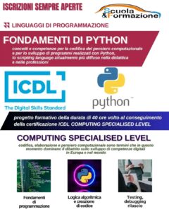 CORSO SU LINGUAGGIO DI PROGRAMMAZIONE IN PYTHON